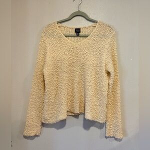 Eileen Fisher Bouclé Knit Sweater Merino Wool Silk Blend Cream XL